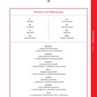 Überschrift: Maschen und Abkürzungen. Liste mit Häkelschrift-Erklärungen und Abkürzungen. Gestaltet mit roten Linien und Symbolen.