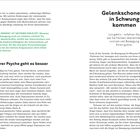 Seite 38: "Auch Ihrer Psyche geht es besser". Seite 39: "Gelenkschonend in Schwung kommen". Texte über Bewegung und Gesundheit.