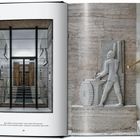 Seite 52: Beschreibung von Marmorarten. Links ein modern gestalteter Raum, rechts Relief eines Mannes an einem Zahnrad.