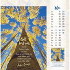 "Gott hört uns. Es ist Gottes Liebe zu uns, dass er uns nicht nur sein Wort gibt, sondern uns auch sein Ohr leiht." Kalender für Mai mit gelben Bäumen.