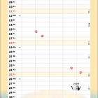 Kalenderseite für April mit Katzendessin. Oben "Termine im April". Illustrationen von spielenden und entspannenden Katzen.