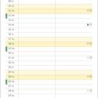 Kalenderseite April mit Daten und Wochentagen. Illustration: Person hält Gurke, Partnerin sagt: "Googel doch mal, wie man Spargel schält!"