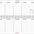 Kalender für Februar 2027, Wochen 7-8. "Ein Kuss sagt mehr als tausend Worte!" Illustration mit kuschelnden Figuren.