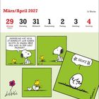 März/April 2027 Kalender mit Comic: „UNSEREINS HAT KEIN STIMMRECHT...“ Snoopy und Woodstock diskutieren.