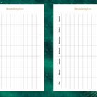 Ein Stundenplan auf grünem Hintergrund mit zwei Spalten. Wochentage links: Montag bis Samstag, oben steht "Stundenplan".