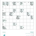 Kalenderblatt mit Kreuzworträtsel. Oben Begriffe wie "Einbringen der Früchte," unten "1. Woche, 4, Montag,", Januar.