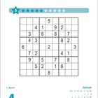 5 Sterne Sudoku, 1. Woche, Januar, 4, Montag, Steinbock, Uhrzeiten. Ein Sudoku-Rätsel mit Zahlen in einem Gitter.