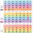 Kalender für März bis Mai 2027. Tage und Wochen in farbigen Streifen. Feiertage: 8.3., 26.3., 1.5., 27.5.