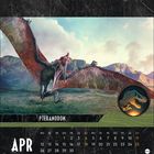 Text: "PTERANODON", "APR". Illustration: Ein Pteranodon fliegt über eine bergige Landschaft. Ein dekoratives Logo ist rechts.