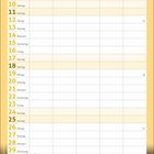 Kalender für April; unten sitzt ein dreifarbiges Kätzchen im Gras neben gelben Gänseblümchen.