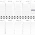 Kalenderseiten für KW 4 und KW 5, mit einzelnen Tagen, Raum für Notizen, und einem Monatsübersicht für Januar bis März.