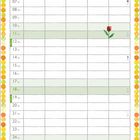 Text: "NAME", "April", Wochentage und Daten in einer Tabelle. Links oben eine gelbe Blume, unten ein bunter Schmetterling.