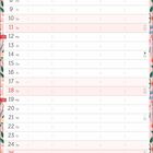 Kalenderblatt für April: Wochentage, Datum und Platz für Notizen. Rahmen mit bunten Blumen.