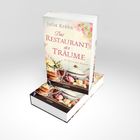 Zwei Bücher mit dem Titel "Das Restaurant der Träume" von Julia Kröhn, verziert mit einer opulenten Tischszene.