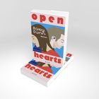 Text: "open hearts", "Roxy Dunn", "Roman", "pola". Illustration zweier Personen in Profilansicht.