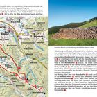 Text auf der linken Seite: "Kirchzarten", "Oberried", "B31", "Weilersbachstraße". Text auf der rechten Seite: "Zwischen Roteck und Häuserberg oberhalb der Höfener Hütte." Links eine Wanderkarte, rechts ein Holzstapel samt Wiese.