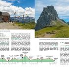 Links oben: "1. Tag: Partnun, 1769 m – Tilisunahütte, 2211 m". Rechts oben: "2. Tag: Tilisunahütte, 2211 m – Lindauer Hütte, 1744 m". Unten: Höhenprofil verschiedener Etappen. Links: Hütte in alpiner Landschaft. Rechts: Wanderweg vor markantem Berg.