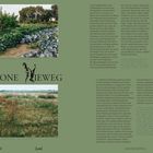 "SIMONE NIEWEG" prominent in künstlerischer Schrift. Links oben und Mitte zwei Fotos: ein Kohlfeld und brachliegendes Land.