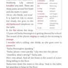 Textauszug: Lily wartet besorgt auf eine verspätete LKW-Lieferung. Sie fühlt sich unwohl und bittet Tasha um Hilfe.