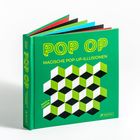 "POP OP: Magische Pop-Up-Illusionen. David A. Carter. Grünes Buch mit geometrischem Muster aus Würfeln."