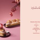 "Rhabarbie", "Rhabarber-Baiser-Tartelettes", Zutaten: Pâte sucrée, Ofenrhabarber, Rhabarber-Ganache, Baiser, Rhabarberspirale.