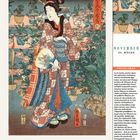 "NOVEMBER, 44. WOCHE, TOPFBLUMEN." Beschreibung eines Herbstfestes mit Topfpflanzen. Illustration einer Frau im Kimono mit Fächer.