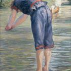 Kalenderseite April 2027, darunter die Daten. Ein Gemälde zeigt eine Person, die auf ein Gewässer blickt.