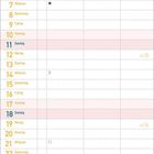 Kalenderblatt für April 2027. Tage und Wochentage aufgelistet. Hintergrund mit Zitronen-Muster dekoriert.