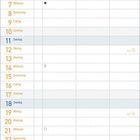 Kalender von 2027. Monat April, Wochentage lesbar. Farbig dekorierter Hintergrund mit abstrakten Mustern.