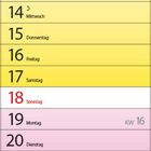 April 2027 Kalender. Wochen beginnen am Montag. Sonntage in Rot. Notizenbereich unten.