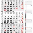 Kalender für März bis Mai 2027. Wochen beginnen montags. Feiertage und Sonntage in Rot hervorgehoben.