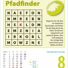 Pfadfinder-Rätsel, Beginnen mit K. Internationale Frau, 8. März Montag, Städte am Rhein finden. Kalender mit Wochenzahlen.