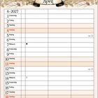 "Frühlingswind bläst gerne mächtig. Die Blumen wachsen trotzdem prächtig." Kalender für April 2027, mit Bild von Windmühlen.