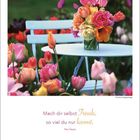 Text: "Mach dir selbst Freude, so viel du nur kannst." – Paul Heyse. Datum: März 2027, Woche 12.  
Illustration von Tulpen auf einem Tisch.