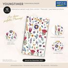 "YOUNGTIMER Terminkalender 2027. Florales Design, spiralgebunden. Für deine perfekte Planung! 12 Monate, Januar bis Dezember."