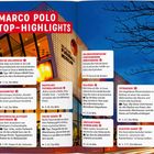 „MARCO POLO TOP-HIGHLIGHTS“ ist der Titel auf einem Gebäude mit mehreren empfohlenen Orten in Textfeldern beschrieben.