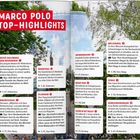 "MARCO POLO TOP-HIGHLIGHTS" steht oben vor Bäumen und einem runden Gebäude. Texte beschreiben Sehenswürdigkeiten.