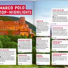 MARCO POLO TOP-HIGHLIGHTS. Texte beschreiben Sehenswürdigkeiten in Heidelberg mit Tipps und Seitenzahlen. Foto von Heidelberger Schloss.