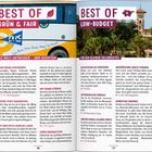 "BEST OF GRÜN & FAIR" und "BEST OF LOW-BUDGET", Themen zu fairen Souvenirs, umweltfreundlichem Transport und preiswerten Attraktionen.