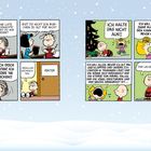 Zwei Comicszenen: Links fragt ein Junge ein Mädchen nach ihrer Adresse. Rechts will ein Junge Geschenke, bevor er alt ist.