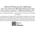Zitat über Whiskey. Zutatenlisten und Anleitung für einen Mint Julep. Link zu "eat.READ.sleep." mit QR-Code.