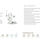 Links steht "SEHNSUCHT", ein Gedicht über ein Häuschen. Rechts steht "DIE TÄNZERIN", ein Gedicht über einen Tanz. Zeichnung: WC und Ballerina.