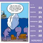 Zwei Wale sprechen am Eisberg. Ein Schiff namens Titanic nähert sich. Kalender zeigt KW 47, Montag 22 bis Sonntag 28. November.