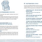 Seite 16: Strandkorb Illustration, gemütlich, witzige Wortspiele.  
Seite 17: Plattdeutsche Sprüche, humorvoll, norddeutsch.
