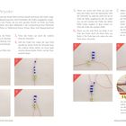 Text: "Even Count Peyote", Anleitung für Perlentechnik. Bilder zeigen Schritt-für-Schritt-Anleitung zum Auffädeln der Perlen.