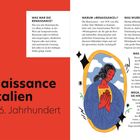 Renaissance in Italien, 14.–16. Jahrhundert. Links Text über Renaissance, rechts Illustration einer betenden Person.