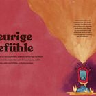 "Feurige Gefühle" steht im Mittelpunkt. Es beschreibt explosive, wilde Emotionen und ihre schwierige Beherrschung. Eine Illustration zeigt eine Figur, die Flammen spuckt.