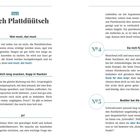 "Titel: Typisch Plattdüütsch. No1: Wat mutt, dat mutt. No2: Nich lang snacken, Kopp in Nacken. No3: Jo! No4: Da nich für. No5: Budder bei die Fische."