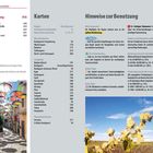 Text beschreibt Kapitelübersicht, Kartentitel und Nutzungsanweisungen. Links bunte Regenschirme über einer Straße, rechts Weinblätter.