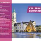 "NICHT VERPASSEN! KARLSRUHE ENTDECKEN" mit Sehenswürdigkeiten und kurzen Beschreibungen. Links oben Textliste, neben Foto.